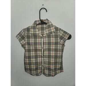 Burberry kids girl shirt short sleeve button up 6y